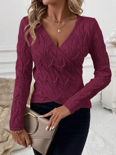 SHEIN Clasi 秋冬女士交叉扎带优雅毛衣