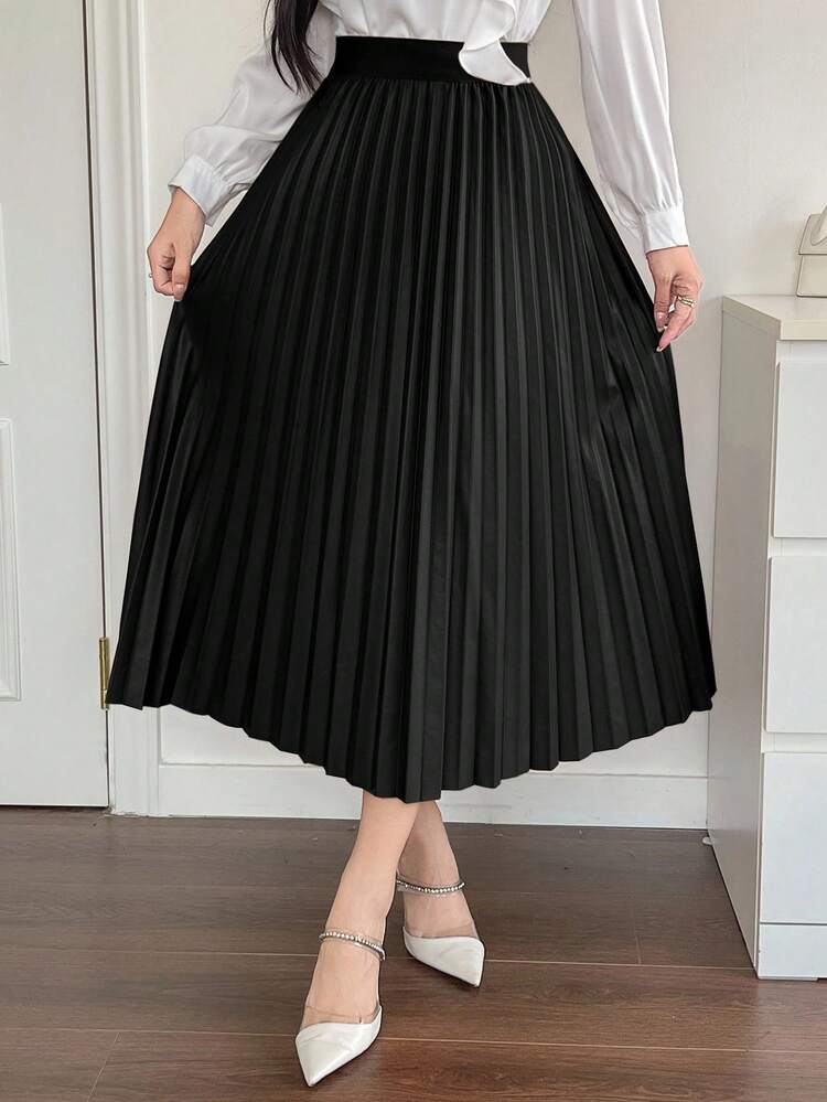 Women's Elegant Pleated A-Line Skirt, Autumn Winter Women Skirts