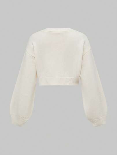 Kawaii Women's Sexy V-Neck Cute Bear Embroidery Ribbon Bow Knit Cami Dress Women's V-Neck Drop Shoulder Cute Bear Embroidery Cardigan Sweater 2-Piece Set