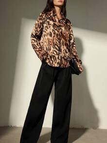 Aveloria Modichic Women's Leopard Print Long Sleeve Single-Breasted Casual Shirt - Multicolor - View 4