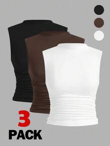 Siren Gaze Casual Solid Color Ruched Camisole, Summer 3 Day Delivery Winter - Multicolor - View 12