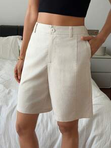 DAZY Women's Linen Style Casual City Shorts