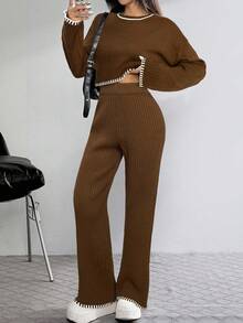 Women Sweater Co-Ords - 全穀類咖啡 - 查看 4
