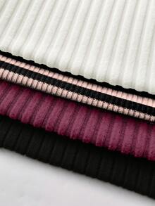 SHEIN LUNE Set 4 Potong Kaos Lengan Panjang Wanita dengan Tekstur Kerah Tinggi untuk Awal Musim Dingin dan Musim Semi - MultiWarna - View 3