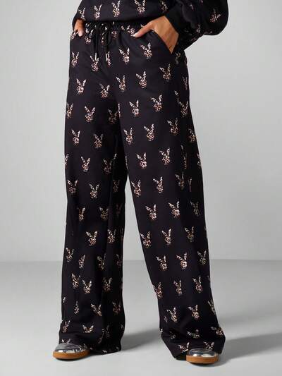 Missguided x Playboy Pantaloni da jogging a gamba larga con stampa leopardata e coulisse