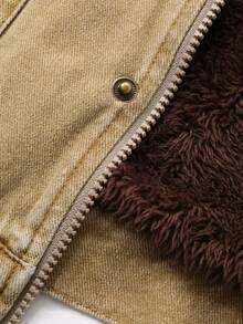 DAZY Women's Loose Casual Street Style Patchwork Contrast Color Retro Denim Jacket, Autumn/Winter - Khaki - View 7