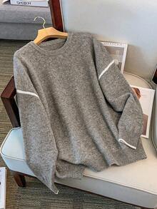 SHEIN LUNE Plus Size Women's New Sweater, Soft & Cozy Plus Size High-Quality Sweater - Grey - View 5