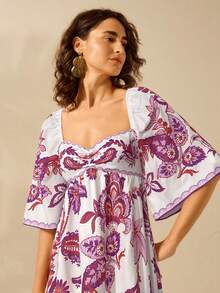 CAJUNI Váy ngắn họa tiết hoa nhiệt đới Boho dành cho nữ, váy ngắn thường ngày cổ điển cho ngày lễ - Nhiều màu - Xem 3