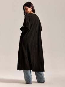 Easelle 女式黑色针织休闲夹克秋冬女装 - 黑色 - 查看 2