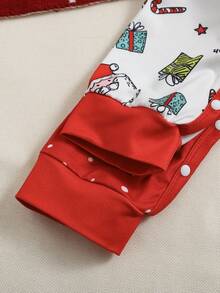 Playful Pals 2pcs/Set Infant Boys' Casual Cute Santa Claus Candy Cane Christmas Tree Gift Bear Print Jumpsuit, Suitable For Christmas, Parties In Autumn/Winter - Multicolor - View 7