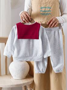 SHEIN 女童三件套休闲服装，时尚秋季服装 - 灰色 - 查看 2