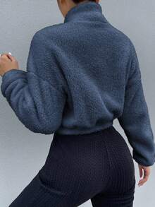 EMERY ROSE Fluffy & Cute Personalized Thickened Jacket - Dusty Blue - View 2