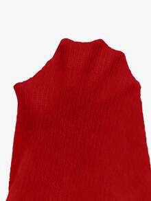 EMERY ROSE Women's Red Round Neck Lantern Sleeve Wool Blend Pullover Sweater - Red - View 7
