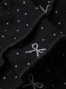 DAZY 3pcs/Set Infant Girls' Bow Ruffle Trim Casual T-Shirt & Adjustable Strap Pants Set - Black - View 9