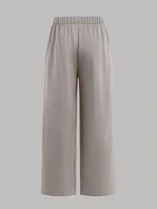 SHEIN 3 件套青少年男孩休闲学院风绅士装 - 白衬衫配领结、纯色西装外套、松紧腰正装裤，适合生日派对、正式场合、婚礼 - 卡其色 - 查看 16