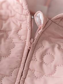 Loomiva Combinaison à capuche à manches longues en couleur unie confortable pour bébé fille - Rose bonbon - Voir 5
