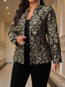 Ellevyn Christmas Curvy Plus Size Women's Romantic Elegant Formal Gold Shining Gold High Quality Three-Dimensional Jacquard Fabric Long Sleeve Coat ,Shiny Gold,Comfortable And Warm From The Cold,2025 New,Fall Women Clothes, Winter Clothes For Women,Vintage,Going Out Outfits,Fall Outfits,Winter For Women,Fall Clothes Plus Size, Office Outfits For Women,Fall Outfits For Women,Classy Outfits For Women,Women's Fall Clothes,Christmas,Christmas Costumes,Halloween Clothes Women,Old Money Style Women,Fall Clothes For Women,Business Casual Woman,Office Outfits For Women,Work Outfits For Women,Business Professional Women,Business Casual Outfits Women,Office Attire For Women,Office Wear,Suitable For Multiple Occasions,Plus Size Plus Size Evening Gown Bronze Coat Champagne Formal Coat Gold Plus Size Formal Coat