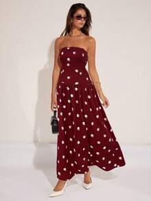 COSMINA 女式简约印花抹胸长裙 - 彩色 - 查看 3