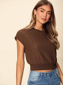 SHEIN LUNE 短袖t恤 - 咖啡棕 - 查看 6