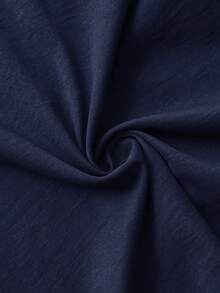 SHEIN LUNE 女式休闲裹身式短款通勤连衣裙 - 藍色 - 查看 8