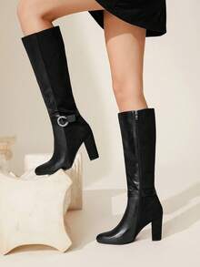 CUCCOO CHICEST 女士时尚黑色及膝靴 - 黑色 - 查看 7