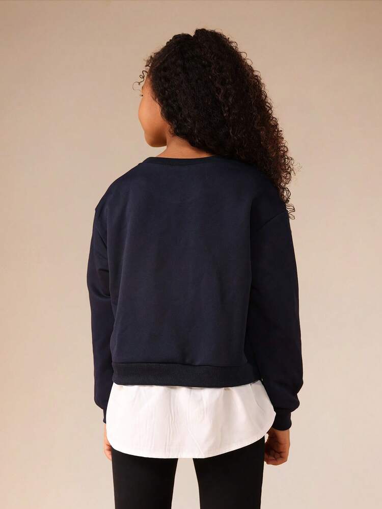 Navy New York Print Sweatshirt With Crew Neck