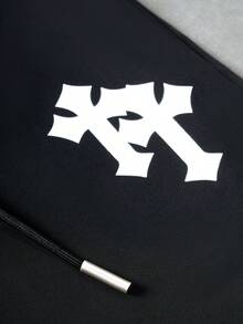 PAVTROS 男士街头时尚两件套，长袖外套和长裤，INS风十字印花搭配十字皮贴，适合日常穿着、外出、运动休闲、上学、派对、音乐节等场合。可作为礼物送给朋友或男友。男士街头服饰系列，时尚套装，秋季必备单品。 - 黑色 - 查看 6