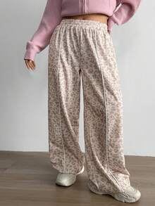Aidyla Pantalones deportivos informales de contraste con estampado de leopardo - Multicolor - Ver 6