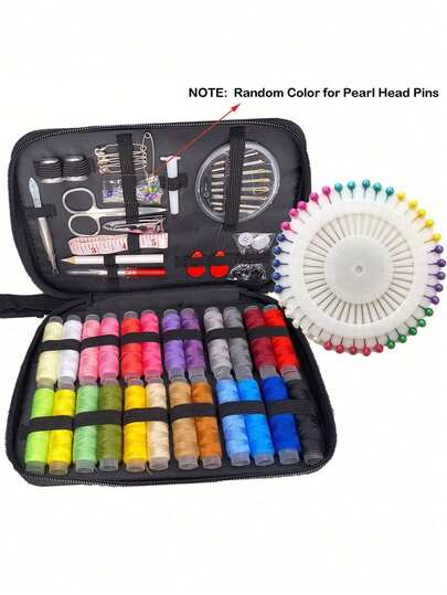 130/72pcs Sewing Supplies Kit, Sewing Tool Box With Needles, Scissors, Thimble, Measuring Tape For DIY Home Craft