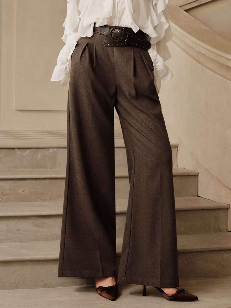 Anewsta Savoree Women's Rust Brown Trousers, Fashionable And Suitable For Commuting And Office Wear, Autumn/Winter