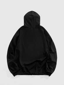 ROMWE MEN Street Life sweat-shirt à capuche à manches longues minimaliste pour hommes - Noir - Voir 2