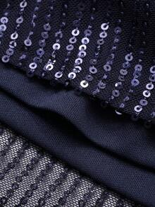 DAZY Elegant Sequin Patchwork Split Sleeve Fishtail Dress For Women, Autumn Prom Dress New Years Women Outfit Carnival Sparkly Dress - Navy Blue - View 8