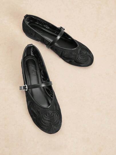 Rosivie Zapatos planos versátiles y casuales de mujer con bordado sencillo