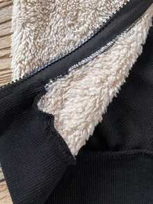 SHEIN Young Boy Embroidery Letter Pattern Teddy Lined Hooded Jacket & Sweatpants Without Tee Chic Outfits For Autumn/Winter - Multicolor - View 6