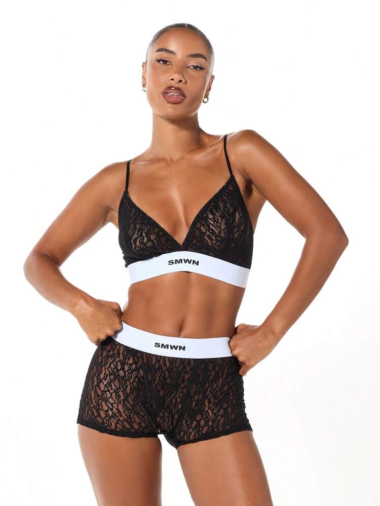 SUMWON WOMEN Triangle Lace Bralette With Contrast Band