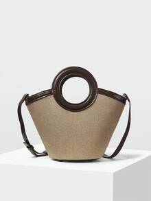 MOTF PREMIUM 女士时尚通勤百搭撞色边饰单肩包 - 咖啡 - 查看 6