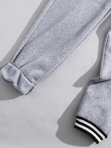 SHEIN 2pcs Tween Boy Casual Fashion Street Chic Collegiate Style Letter Print Baseball Jacket And Sweatpants Set, Autumn/Winter