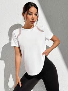 Velisys Velisys 3 件套女式透气网眼拼接短袖宽松运动上衣，黑色/白色/粉色，适合日常休闲、跑步、瑜伽、健身、网球、高尔夫 - 彩色 - 查看 2