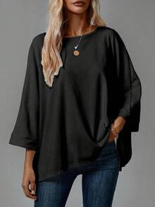 EMERY ROSE 2 pezzi/set Magliette basic casual minimaliste da donna, adatte per l'autunno/inverno, magliette oversize da donna, confezione da 2 maglie da donna, autunno