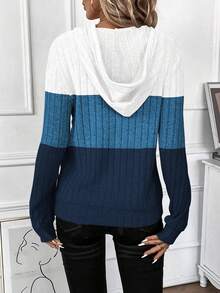 EMERY ROSE Sudadera casual con capucha, cordón y mangas largas de color contrastante para mujer, otoño/invierno