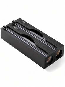 1 pieza Dispensador de papel de aluminio de bambú con 2 compartimentos y cortador, color natural para organización de la cocina, despensa, escuela, dormitorio universitario, artículos esenciales para el hogar - Negro - Ver 8