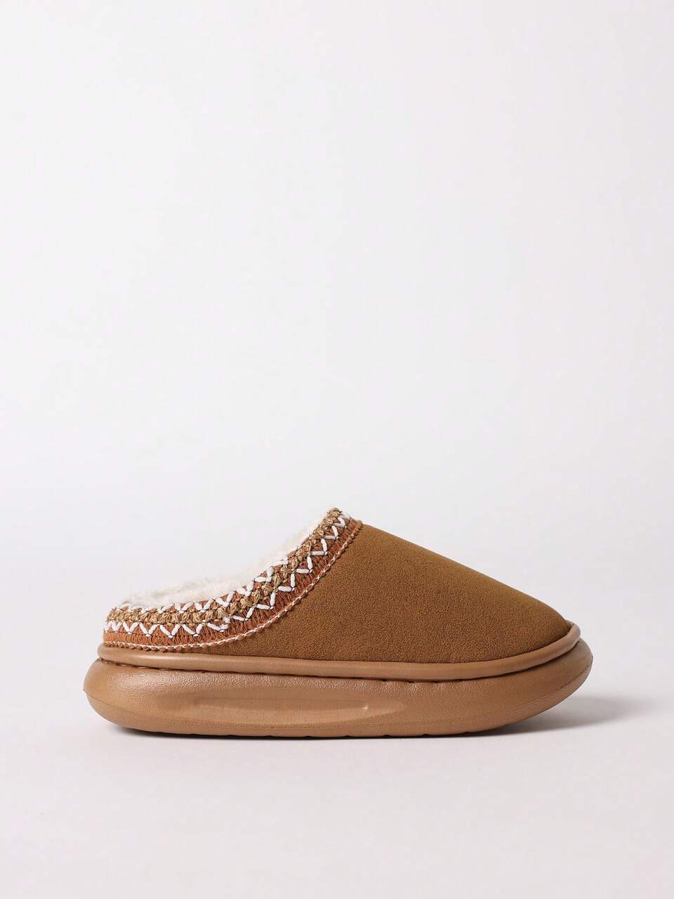 Pantofole da casa slip-on foderate in pelliccia sintetica con cuciture