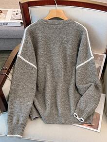 SHEIN LUNE Plus Size Women's New Sweater, Soft & Cozy Plus Size High-Quality Sweater - Grey - View 2