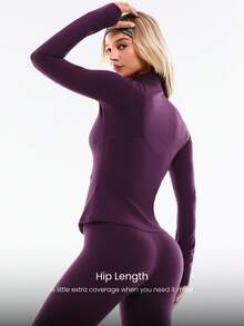 GLOWMODE FeatherFit™ Slim-It Streamline Performance Secure Pockets Zip Up Long Sleeve Jacket Low Impact Yoga Daily Fall