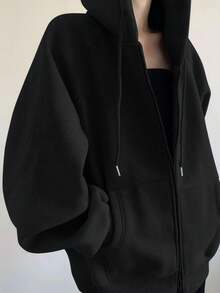 INAWLY 女士宽松休闲连帽拉链开衫