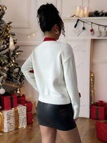 Elenzga Women's Sweet Casual 3D Floral Single-Breasted Cardigan Sweater, Suitable For Back To School, Christmas, New Year, Thanksgiving Gift, Autumn