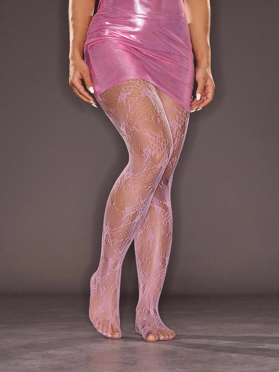 SHEIN ICON Women Fishnet Tights - Dusty Pink - View 1