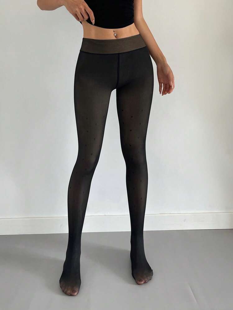 Women's Heart Pattern Thermal Lined Tights Thermal Lined,Winter