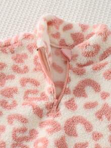 Cozy Pixies 女婴加厚抓绒豹纹卫衣，适合秋冬季穿着