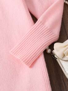 Vestito semplice ed elegante con collo rotondo per ragazze, adatto per casa, uscite, feste, ritorno a scuola - Rosa - Visualizzare 7